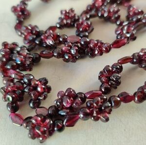 Vintage Genuine Garnet Cluster Long Necklace